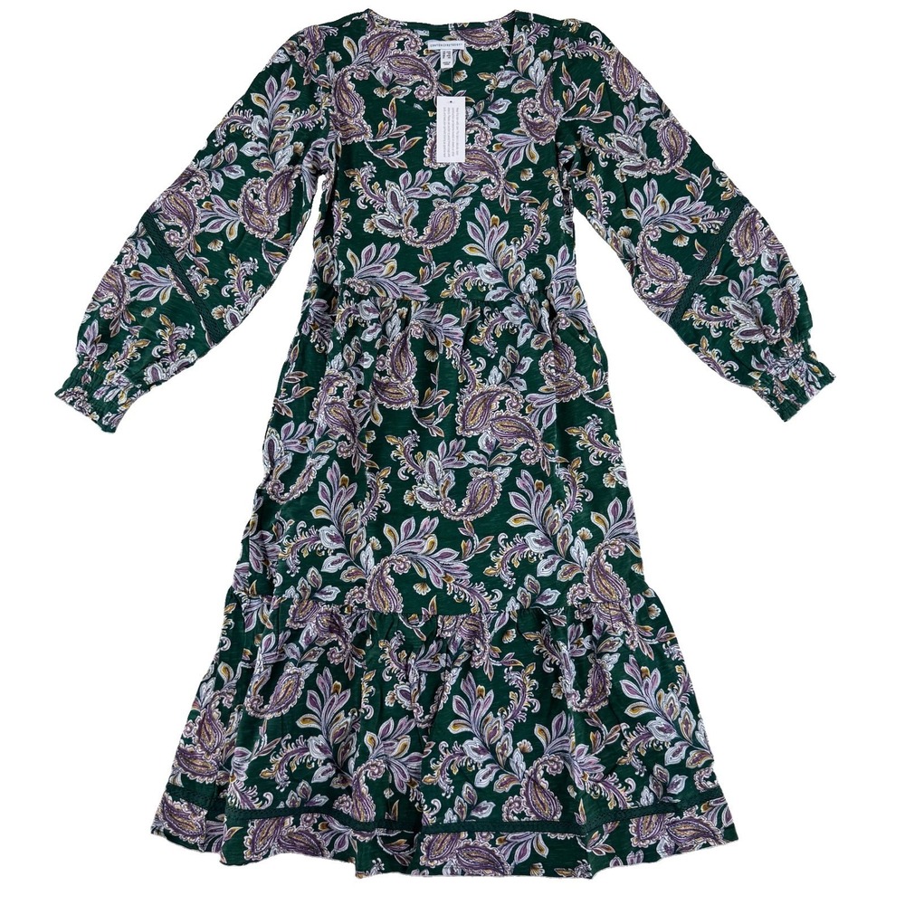 Canyon Retreat Easy Midi Boot Dress Duster XXS Green Floral Print